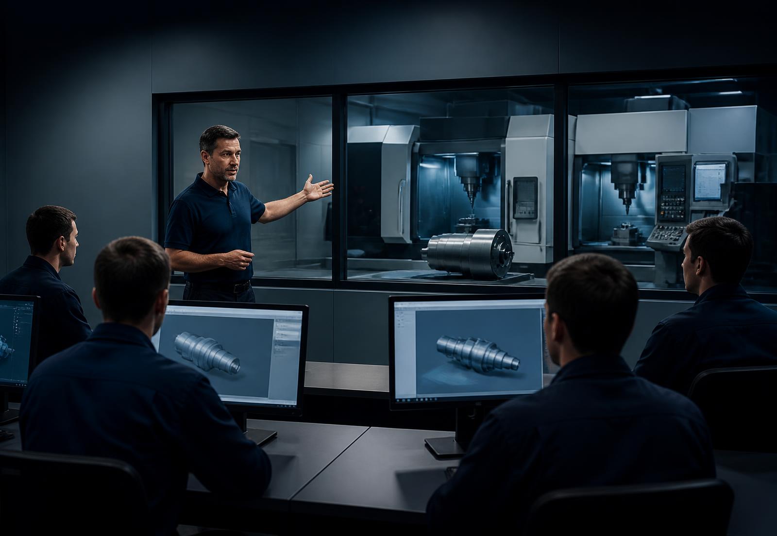 Instructor de Center-Soft dictando una capacitación técnica frente a operarios en planta industrial